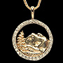 3/4 inch14kt, Yellow Gold Pendant with .33Ct Diamonds including chain, ID #1dp 3895
